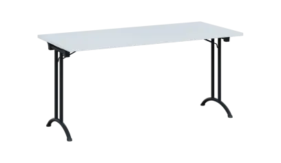 SLA 160 lak skládací jednací stůl 1600x700, deska 25 mm, podnož černý lak, deska bílá